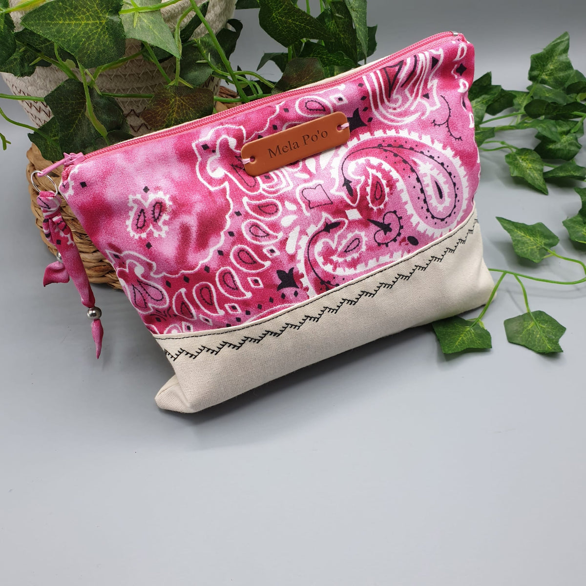 Pochette canvas e Bandana Paisley Magenta