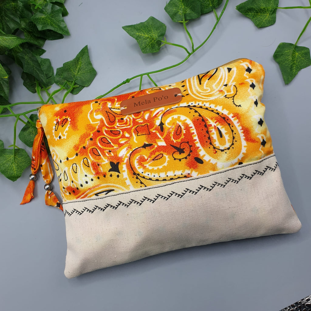 Pochette canvas e Bandana Paisley Giallo Ocra