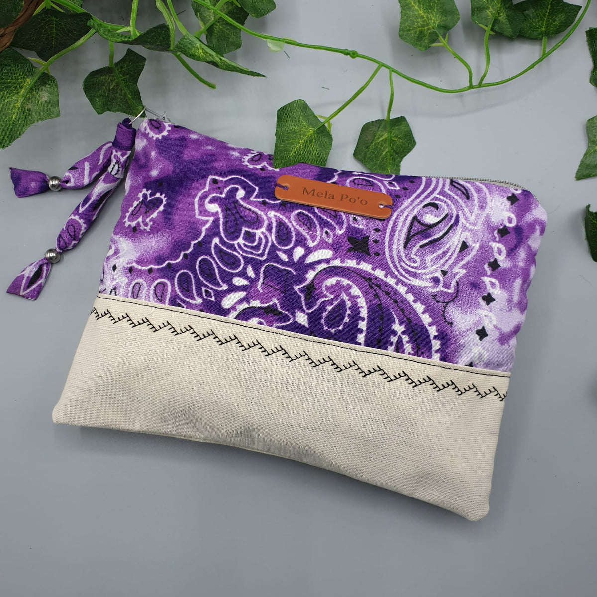 Pochette canvas e Bandana Paisley Viola