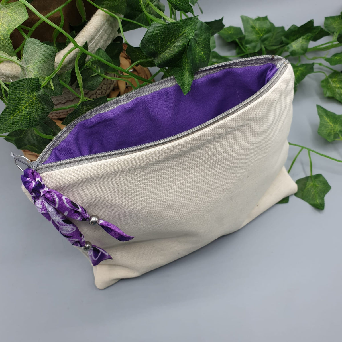 Pochette canvas e Bandana Paisley Viola