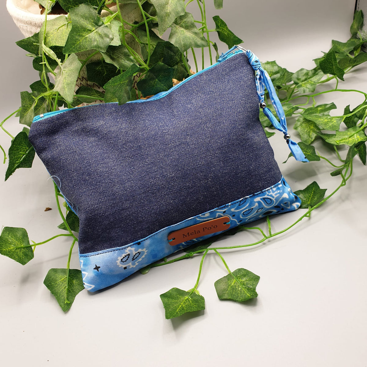 Pochette Denim e Bandana Paisley azzurra