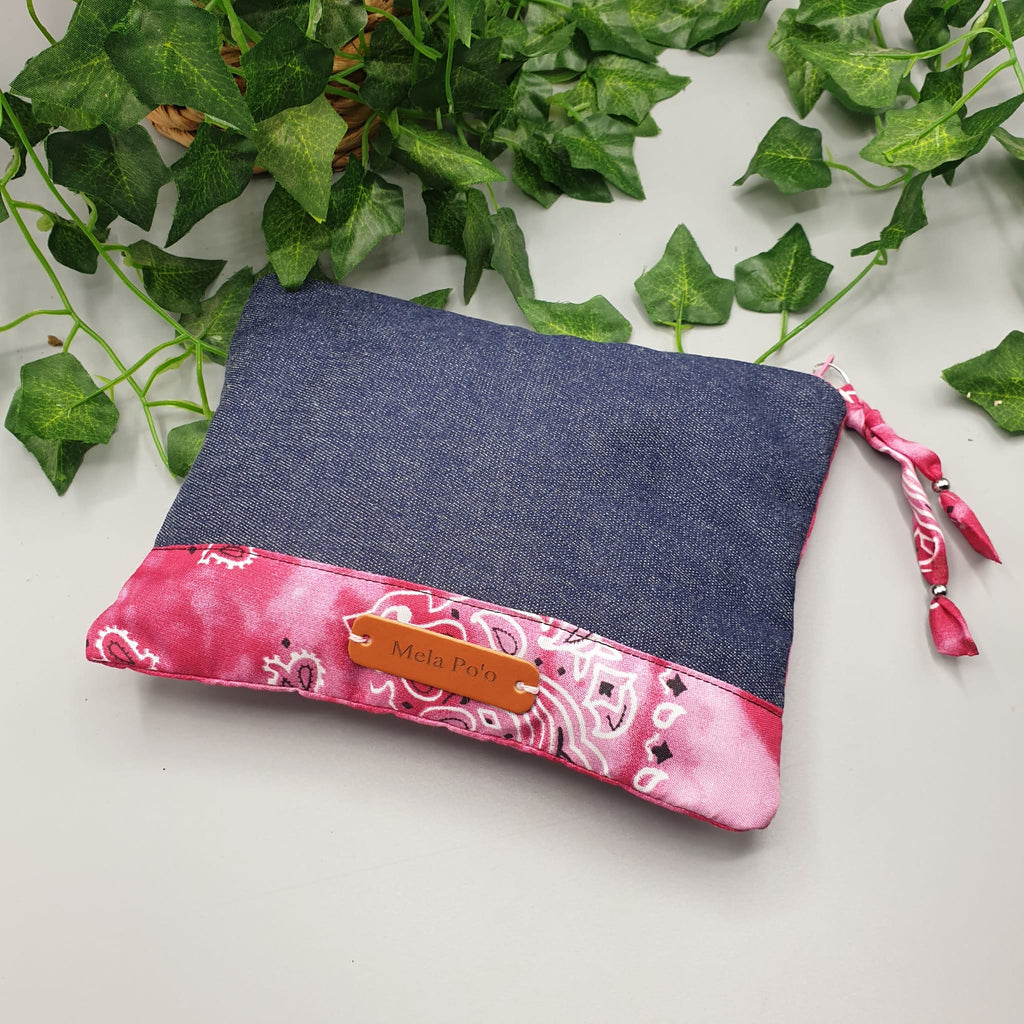 Pochette Denim e Bandana Paisley magenta