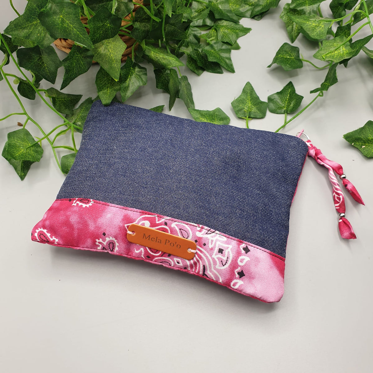 Pochette Denim e Bandana Paisley magenta