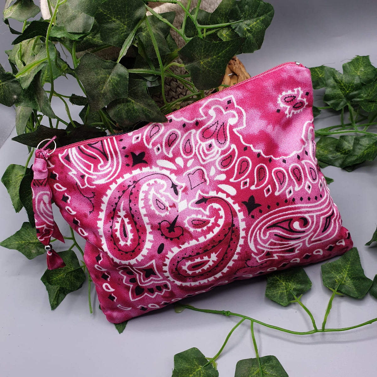 Pochette Denim e Bandana Paisley magenta