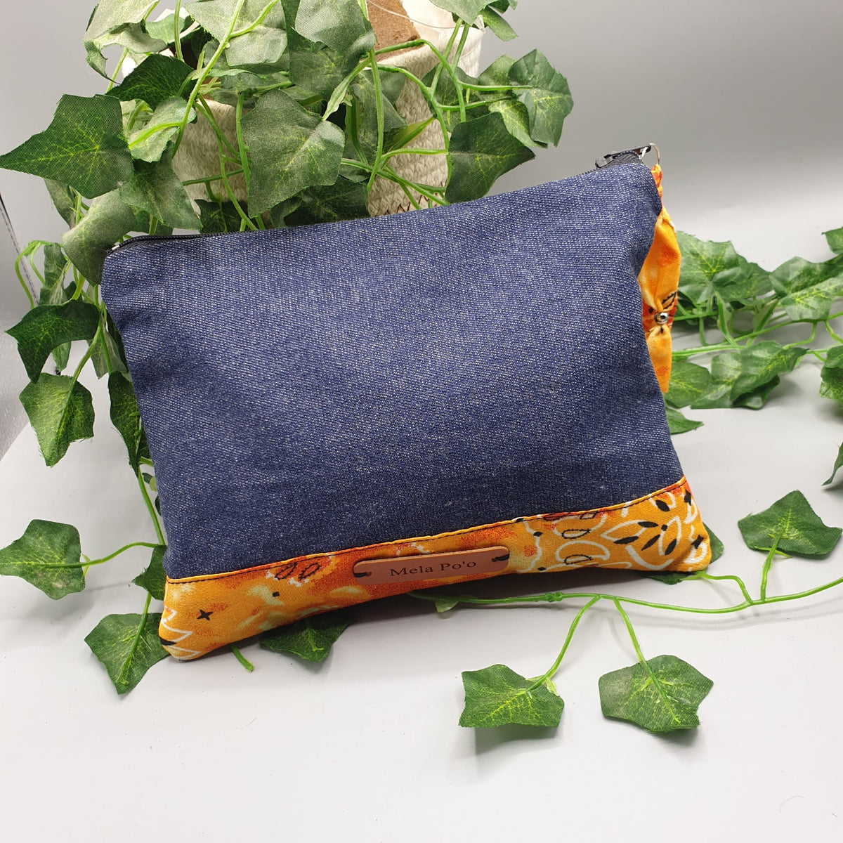Pochette Denim e Bandana Paisley giallo ocra
