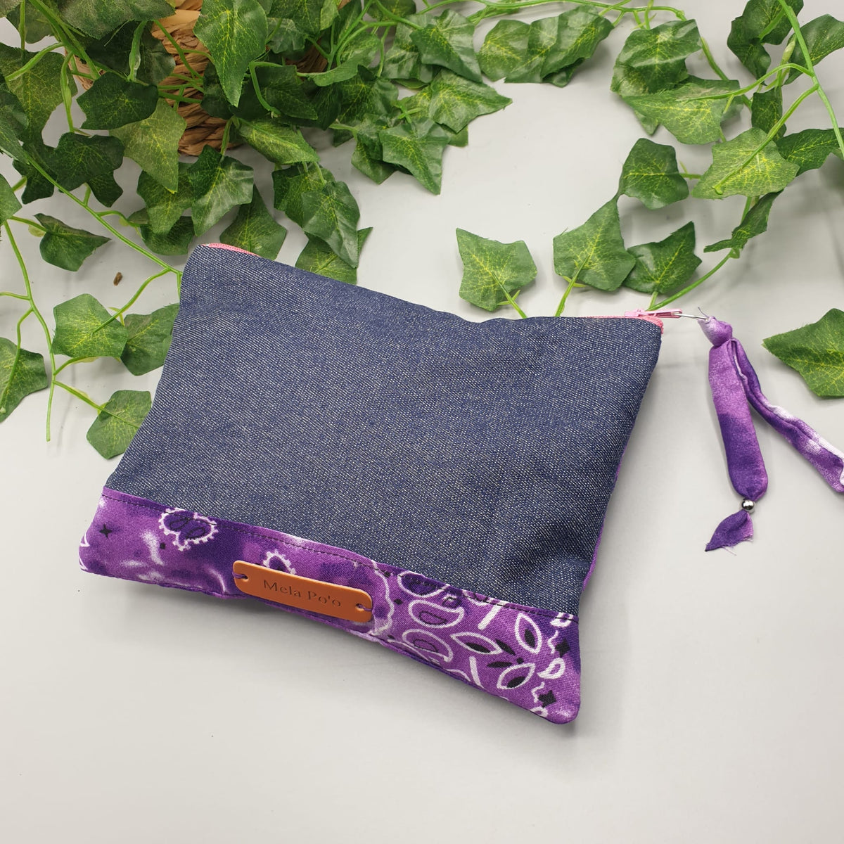 Pochette Denim e Bandana Paisley viola