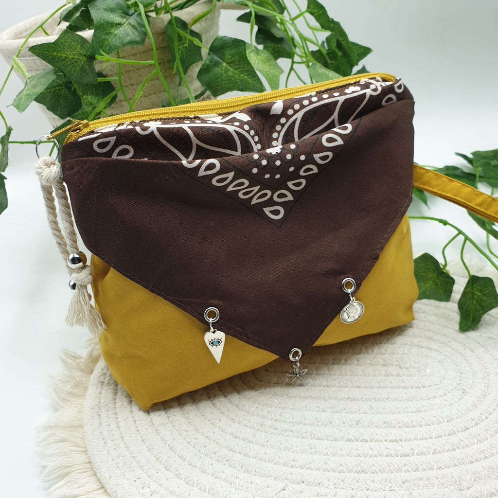 Pochette bandana senape paisley marrone