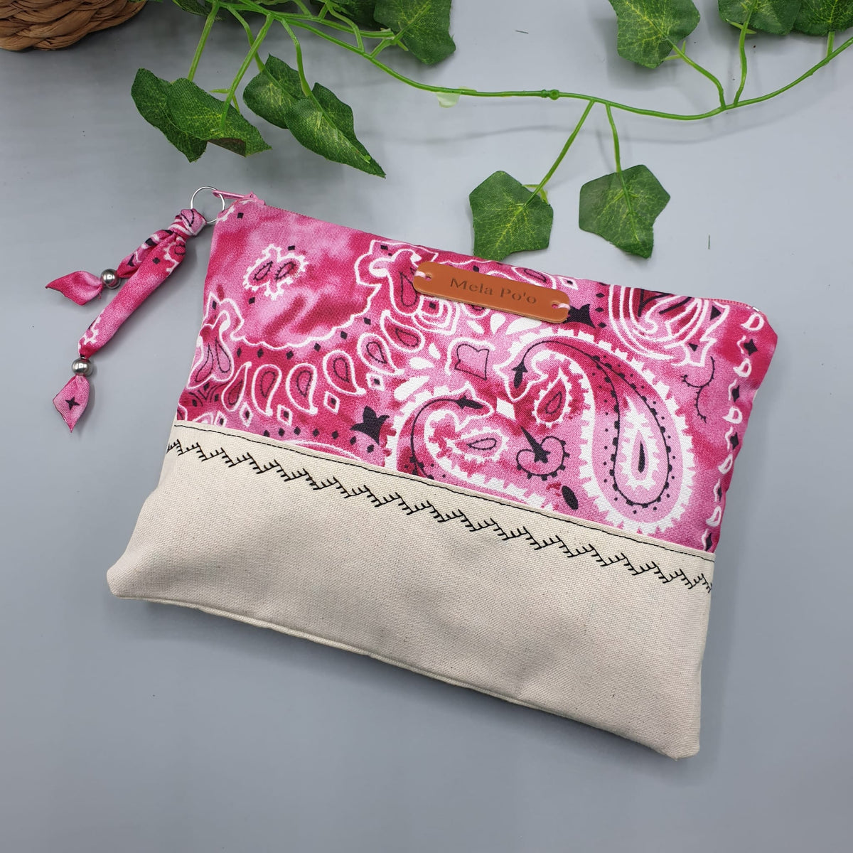 Pochette canvas e Bandana Paisley Magenta