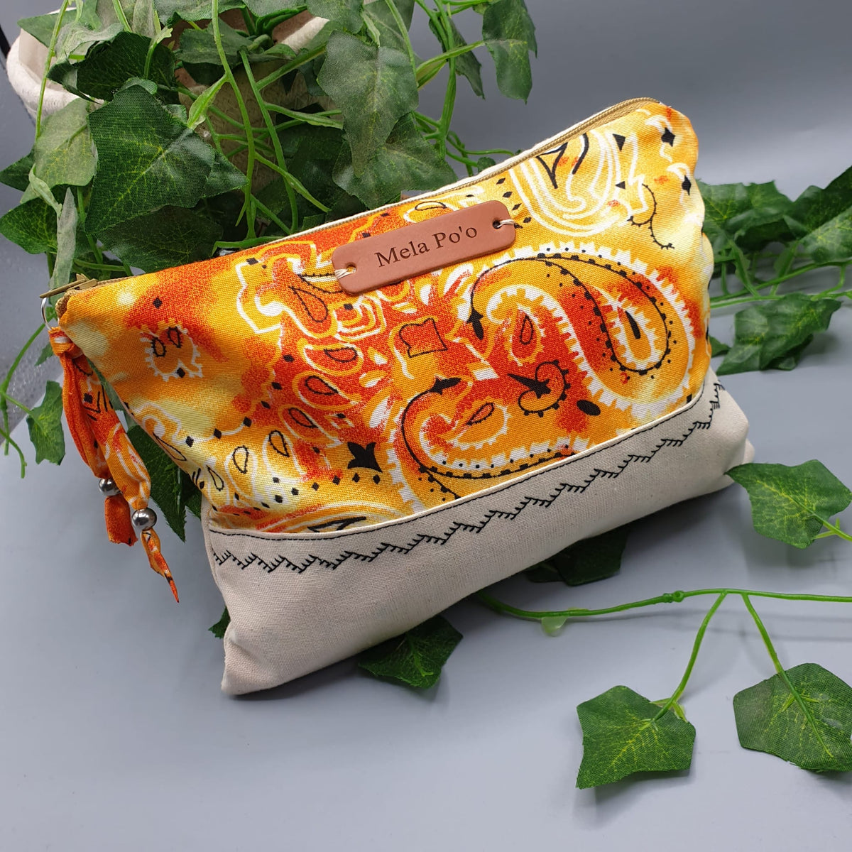 Pochette canvas e Bandana Paisley Giallo Ocra