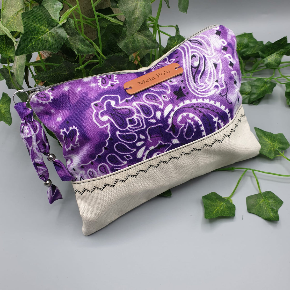 Pochette canvas e Bandana Paisley Viola