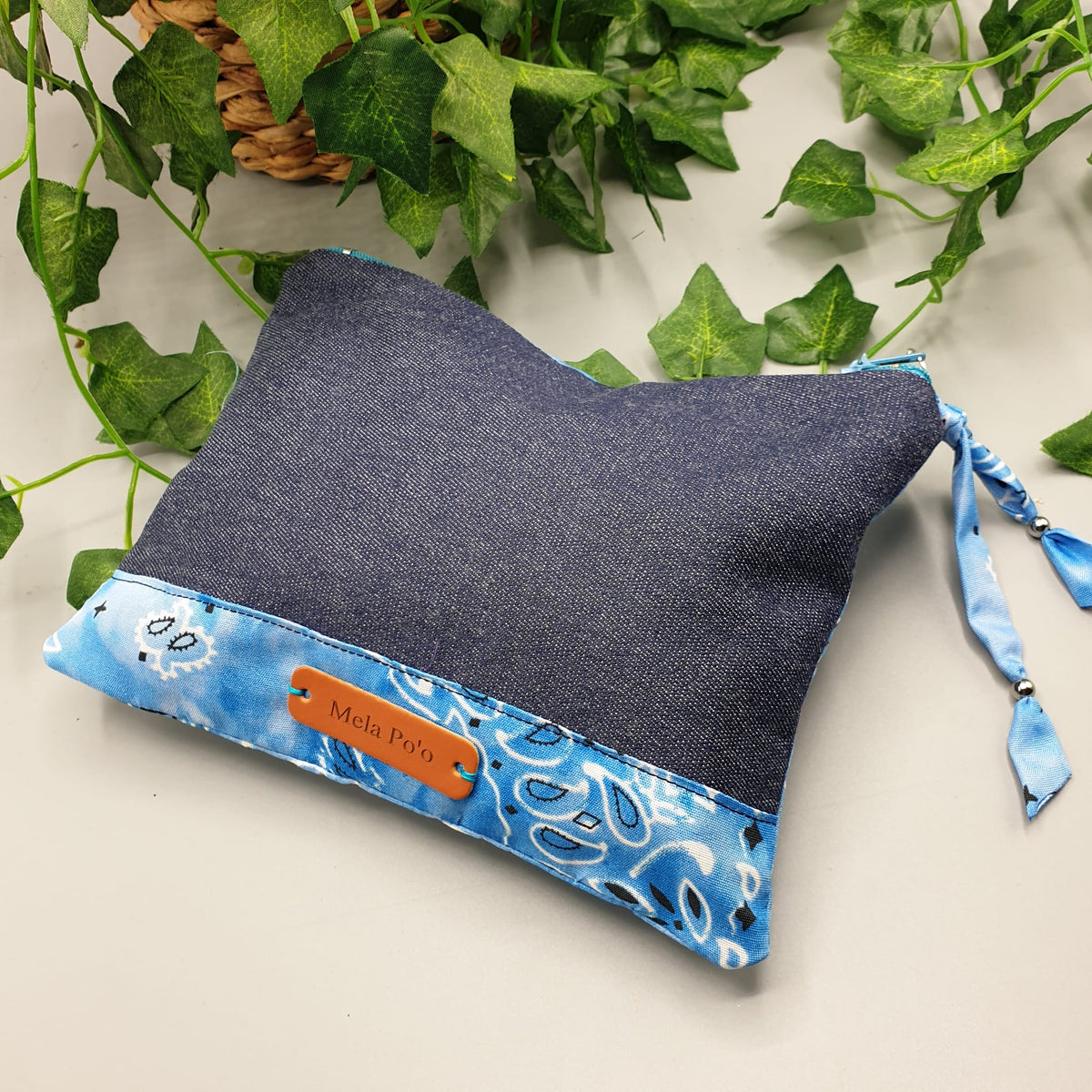 Pochette Denim e Bandana Paisley azzurra
