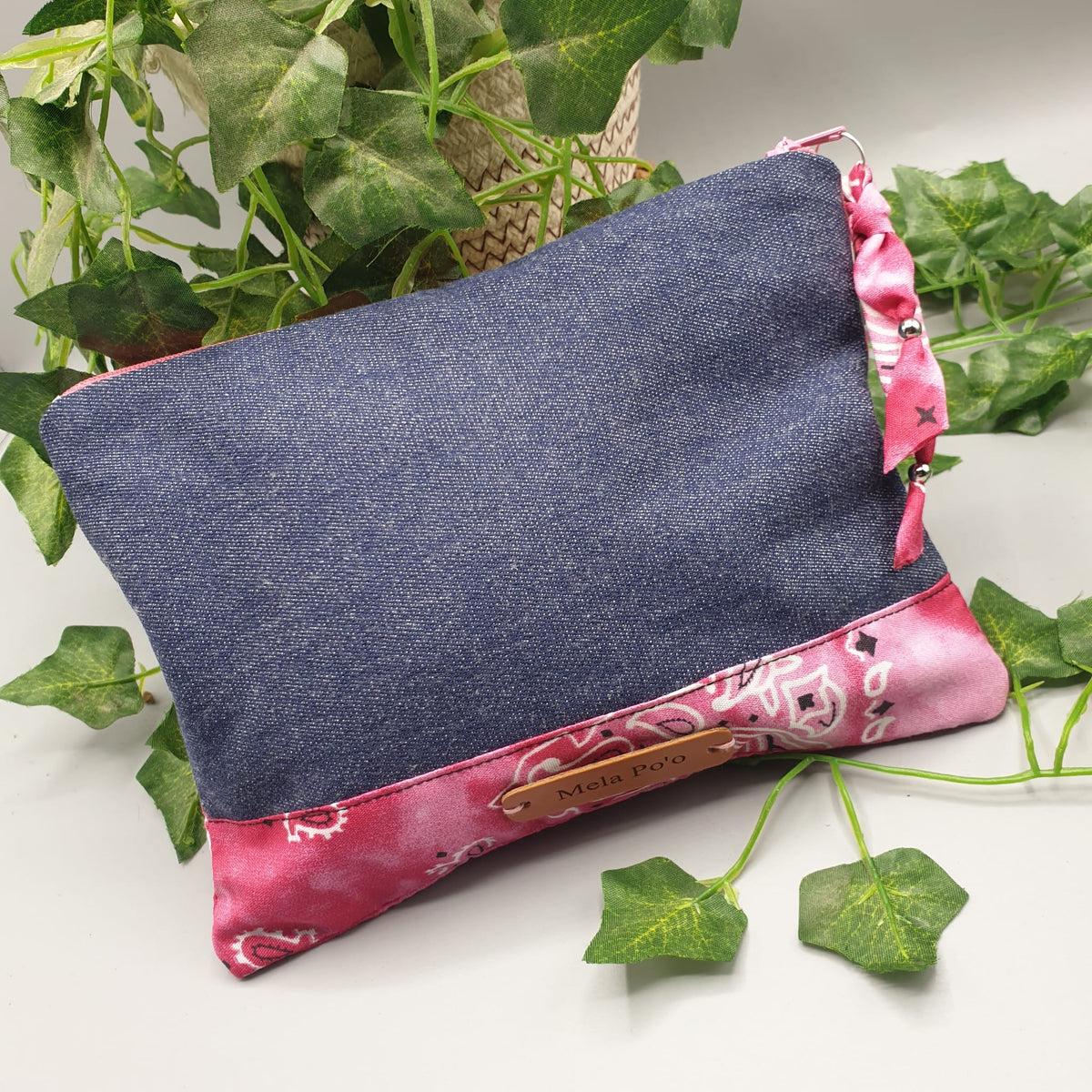 Pochette Denim e Bandana Paisley magenta