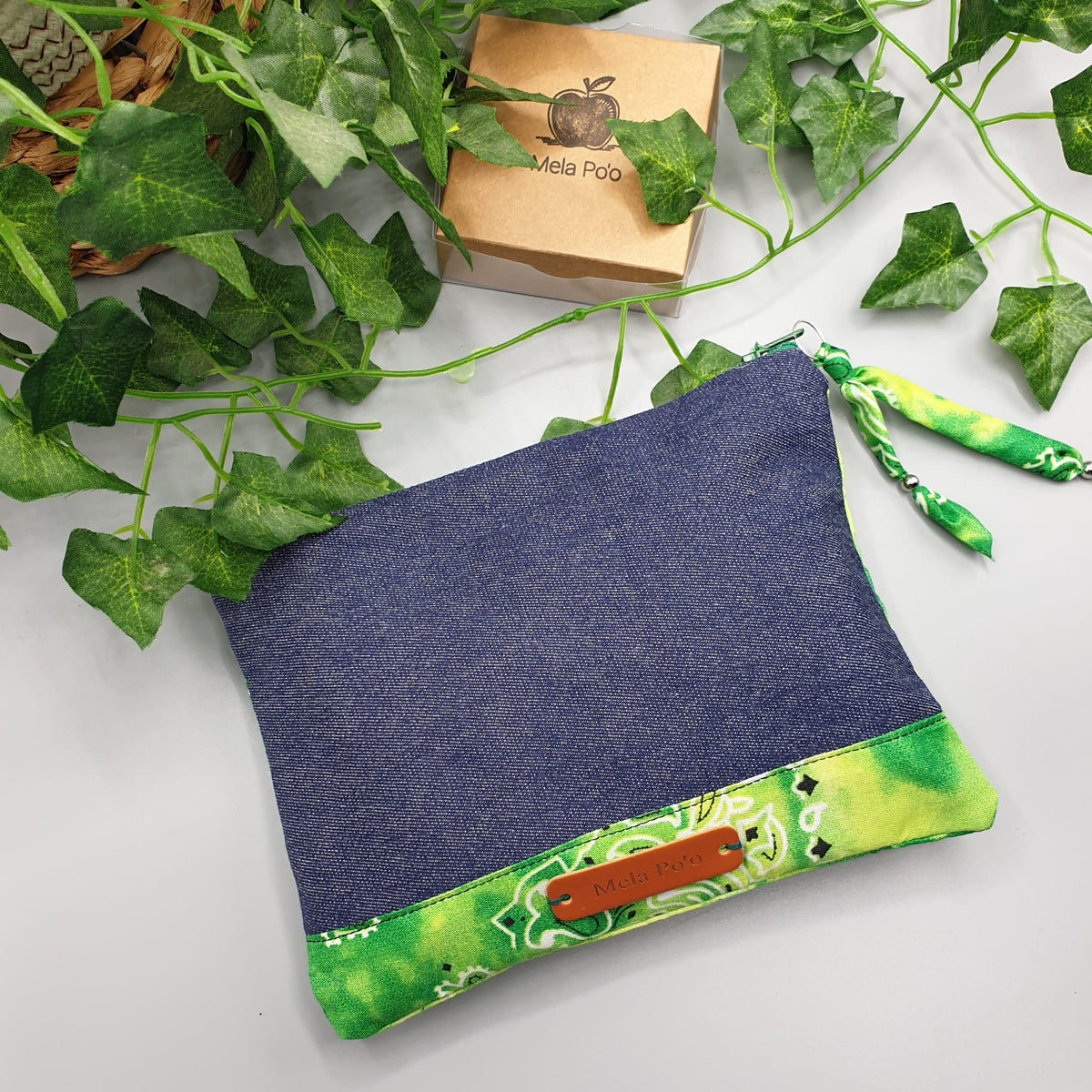 Pochette Denim e Bandana Paisley verde